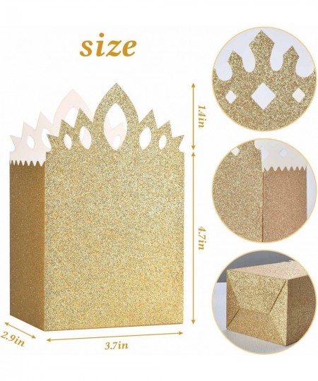 20 Pieces Gold Glitter Princess Crowns Box Birthday Boxes for Party Favors Decorations Baby Gift Shower Kids Fairytale Theme ...