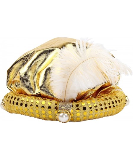 Gold Gypsy Fortune Teller Arabian Hat Feather Plume Hats Costume Set Party Decor $18.22 - Kids' Party Hats