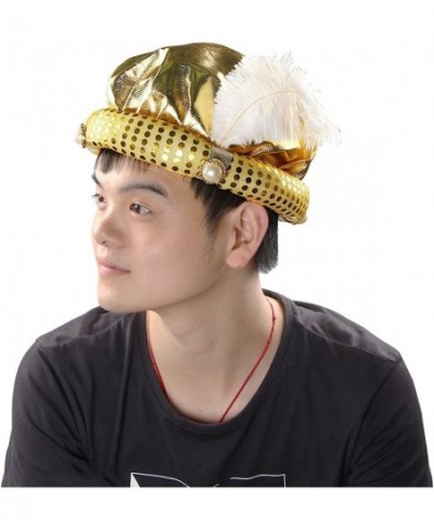 Gold Gypsy Fortune Teller Arabian Hat Feather Plume Hats Costume Set Party Decor $18.22 - Kids' Party Hats