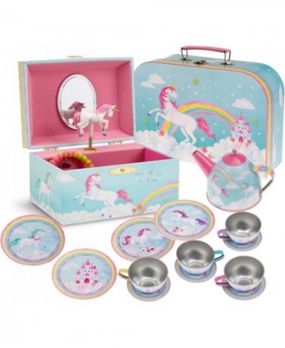 Rainbow Unicorn Gift Set - Musical Jewelry Box and Pretend Tea Set - Unicorn Gifts for Girls $62.54 - Children's Jewelry Boxes