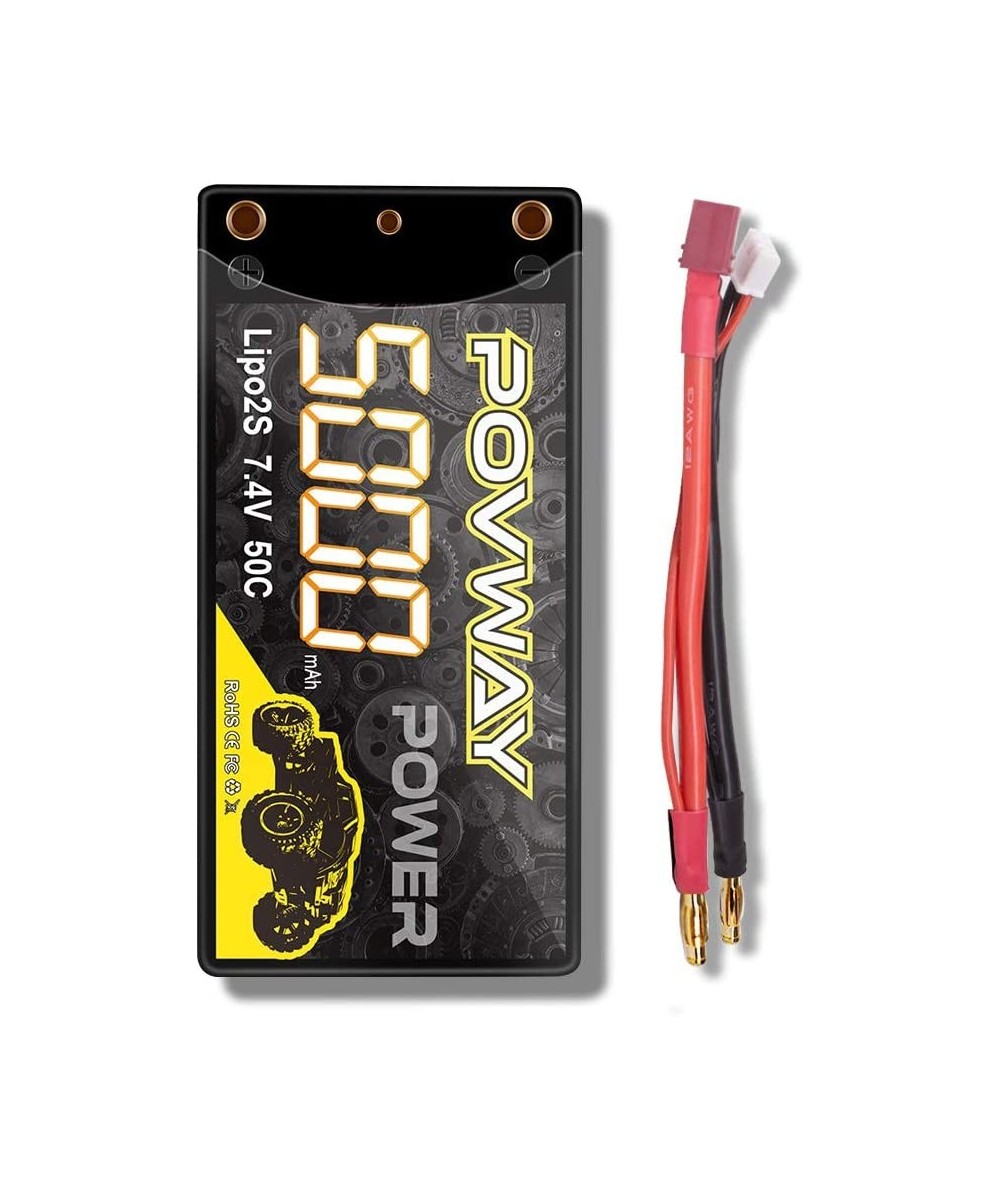 2S Shorty Lipo 5000mAh 7.4V 50C Hardcase Lipo Battery with 4mm Bullet Deans T Plug for 1/10 Scale RC Vehicles Cars Trucks Boa...