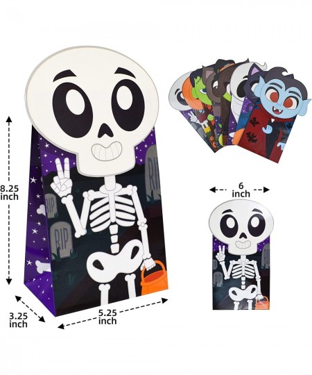 32 Pcs Halloween Treat Bags Die-Cut Flip Over Paper Bags with 8 Halloween Character Designs Trick or Treat Halloween Gift Bag...