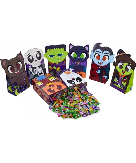 32 Pcs Halloween Treat Bags Die-Cut Flip Over Paper Bags with 8 Halloween Character Designs Trick or Treat Halloween Gift Bag...