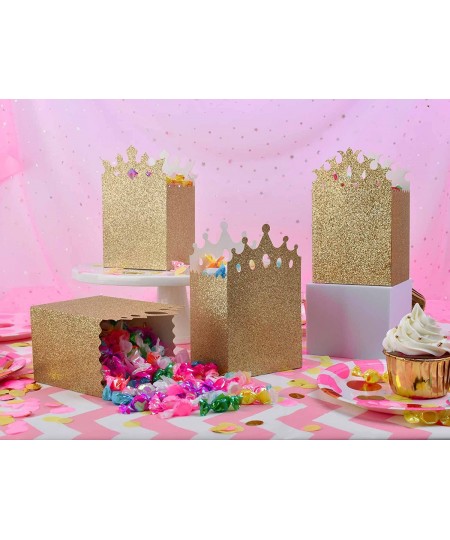 20 Pieces Gold Glitter Princess Crowns Box Birthday Boxes for Party Favors Decorations Baby Gift Shower Kids Fairytale Theme ...