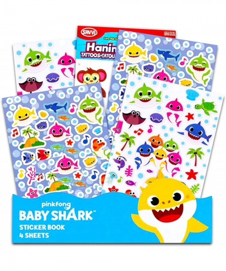 Baby Shark Puffy Stickers for Toddlers Set - 2 Pc Bundle with Sticker Book and Hanimals Temporary Tattoos | Party Favors Good...