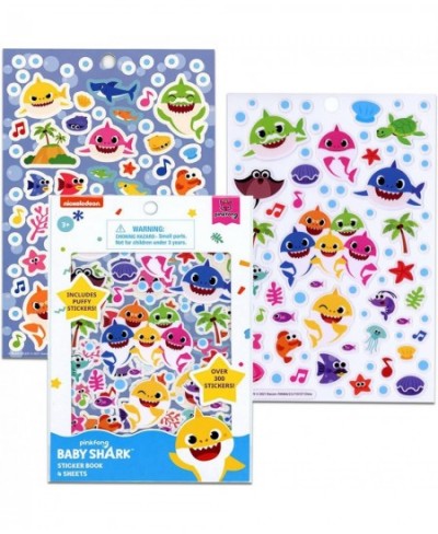 Baby Shark Puffy Stickers for Toddlers Set - 2 Pc Bundle with Sticker Book and Hanimals Temporary Tattoos | Party Favors Good...