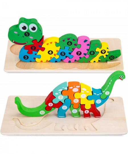 Wooden Toddler Puzzles 2PCS Animal Puzzles Montessori Toys Small Snake Dinosaur Jigsaws for Kids Ages 2 3 4 5 6 $17.62 - Jigs...