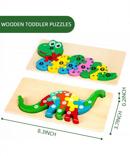 Wooden Toddler Puzzles 2PCS Animal Puzzles Montessori Toys Small Snake Dinosaur Jigsaws for Kids Ages 2 3 4 5 6 $17.62 - Jigs...