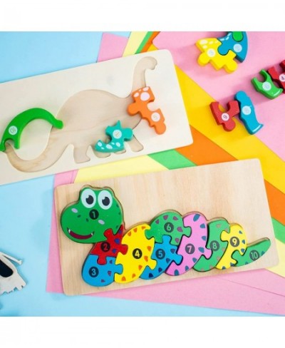 Wooden Toddler Puzzles 2PCS Animal Puzzles Montessori Toys Small Snake Dinosaur Jigsaws for Kids Ages 2 3 4 5 6 $17.62 - Jigs...