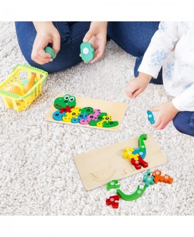 Wooden Toddler Puzzles 2PCS Animal Puzzles Montessori Toys Small Snake Dinosaur Jigsaws for Kids Ages 2 3 4 5 6 $17.62 - Jigs...