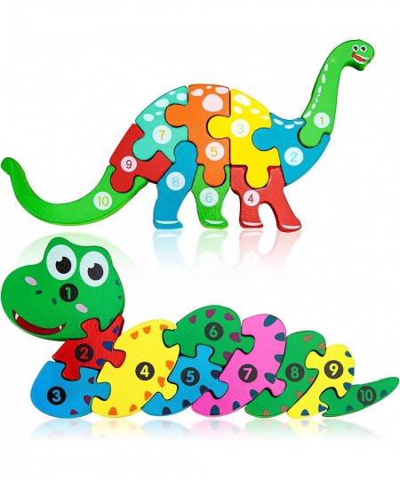 Wooden Toddler Puzzles 2PCS Animal Puzzles Montessori Toys Small Snake Dinosaur Jigsaws for Kids Ages 2 3 4 5 6 $17.62 - Jigs...