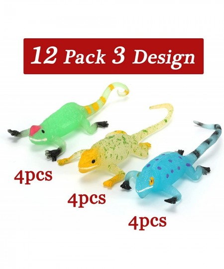 Glow in The Dark Lizard Set 12 Pack Stretchy Realistic Reptile Toy Set for for Kids Boys Girls Great for Birthday Themed Part...