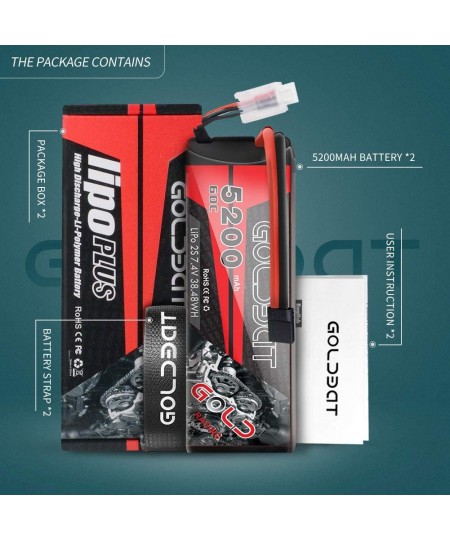 5200mAh 2S 60C 7.4V RC LiPo Battery Hard Case with TRS Plug for RC Evader BX Car RC Truck RC Truggy (2 Pack) $49.61 - Hobby R...