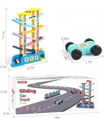 Gliding Car Toy Toddler Toys Car Ramp Toy Race Track Car Gifts Zig Zag Car Slide with 6 Ramps 8 Mini Cars- Racing Car Toys fo...