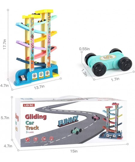 Gliding Car Toy Toddler Toys Car Ramp Toy Race Track Car Gifts Zig Zag Car Slide with 6 Ramps 8 Mini Cars- Racing Car Toys fo...