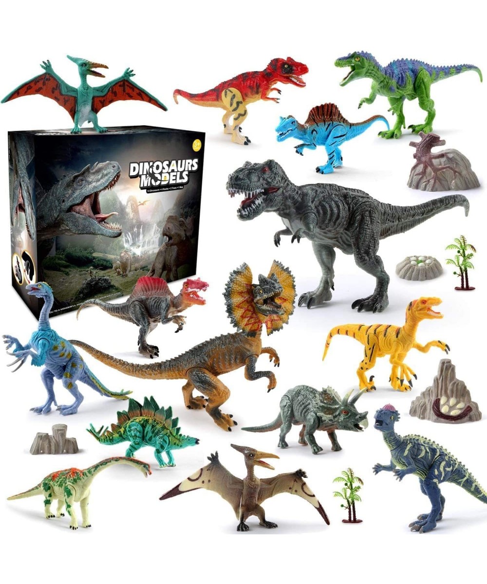 21PCS Dinosaur Toys with 5"-10" Realistic Dinosaur Figures with Movable Jaws Kids Activity Play Mat to Create a Dino World In...