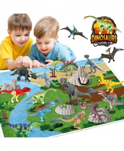 21PCS Dinosaur Toys with 5"-10" Realistic Dinosaur Figures with Movable Jaws Kids Activity Play Mat to Create a Dino World In...