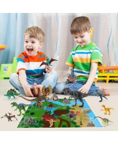 21PCS Dinosaur Toys with 5"-10" Realistic Dinosaur Figures with Movable Jaws Kids Activity Play Mat to Create a Dino World In...