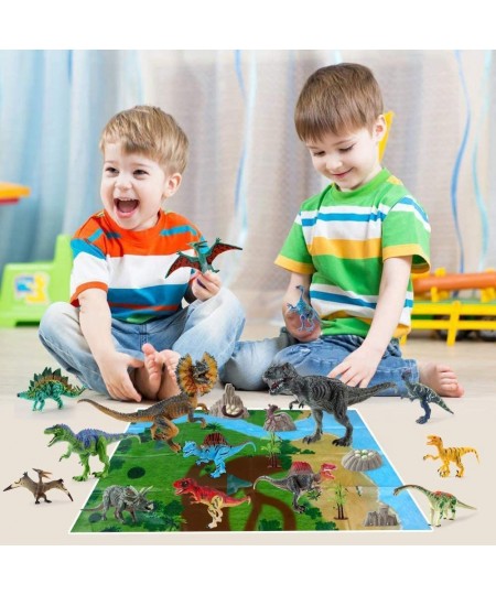 21PCS Dinosaur Toys with 5"-10" Realistic Dinosaur Figures with Movable Jaws Kids Activity Play Mat to Create a Dino World In...