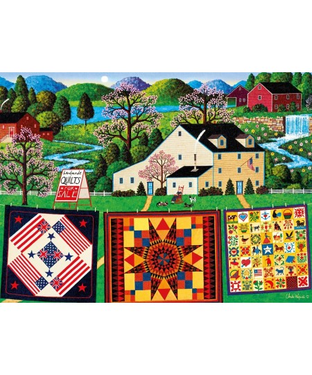 Charles Wysocki - The Quiltmaker Lady - 1000 Piece Jigsaw Puzzle Green $20.50 - Jigsaw Puzzles