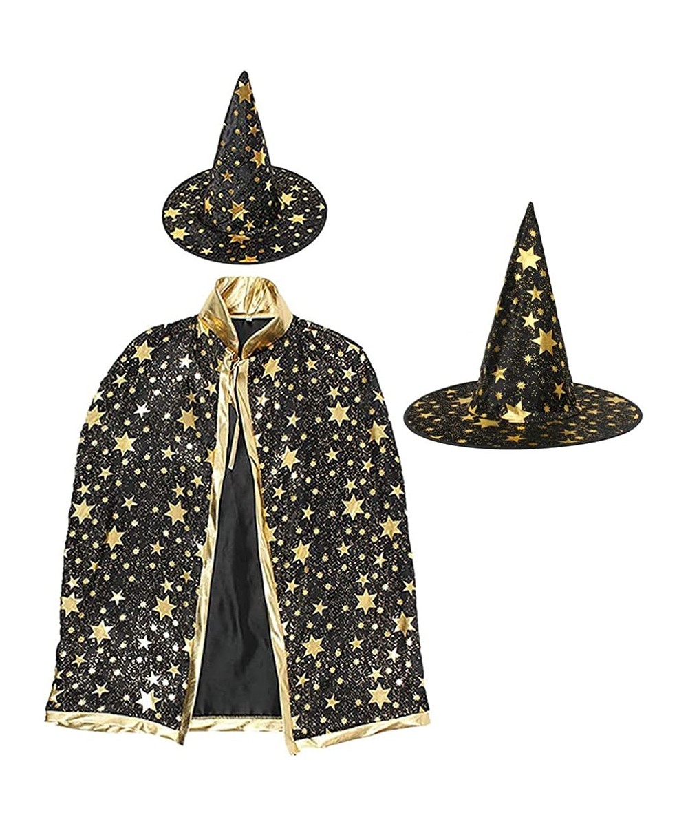 Wizard Cape with Hat Set Halloween kids Costumes Party Decorations Performance Cosplay Costume Witch Magician for Kids Boys G...