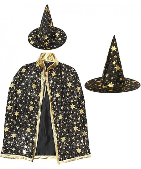 Wizard Cape with Hat Set Halloween kids Costumes Party Decorations Performance Cosplay Costume Witch Magician for Kids Boys G...