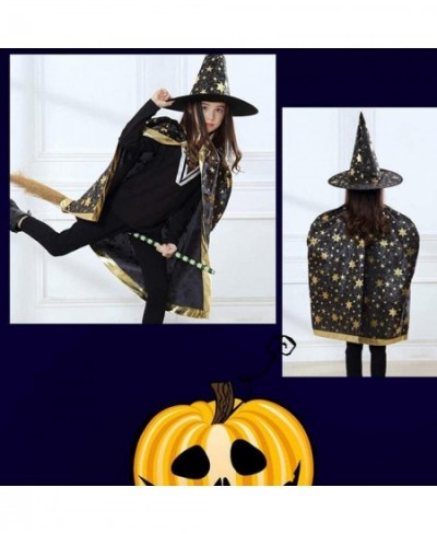 Wizard Cape with Hat Set Halloween kids Costumes Party Decorations Performance Cosplay Costume Witch Magician for Kids Boys G...