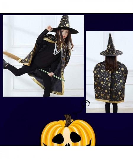 Wizard Cape with Hat Set Halloween kids Costumes Party Decorations Performance Cosplay Costume Witch Magician for Kids Boys G...