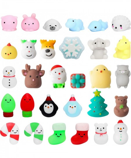 30Pcs Christmas Mochi Squeeze Toys for Kids Party Favors Kawaii Animal Squeeze Stress Relief Toys for Christmas Decoration Tr...