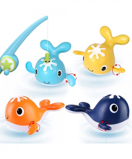 Bath Toys Baby Toys Magnetic Fishing Toys for Kids Baby Bathtub Toys Toddler Toys for Pool Bath Time Wind-up Swimming Whales ...