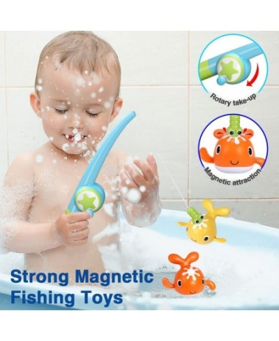 Bath Toys Baby Toys Magnetic Fishing Toys for Kids Baby Bathtub Toys Toddler Toys for Pool Bath Time Wind-up Swimming Whales ...