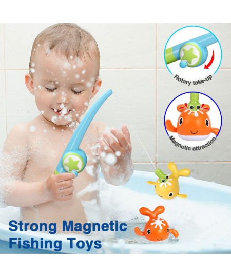 Bath Toys Baby Toys Magnetic Fishing Toys for Kids Baby Bathtub Toys Toddler Toys for Pool Bath Time Wind-up Swimming Whales ...