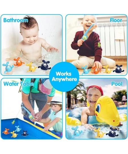 Bath Toys Baby Toys Magnetic Fishing Toys for Kids Baby Bathtub Toys Toddler Toys for Pool Bath Time Wind-up Swimming Whales ...