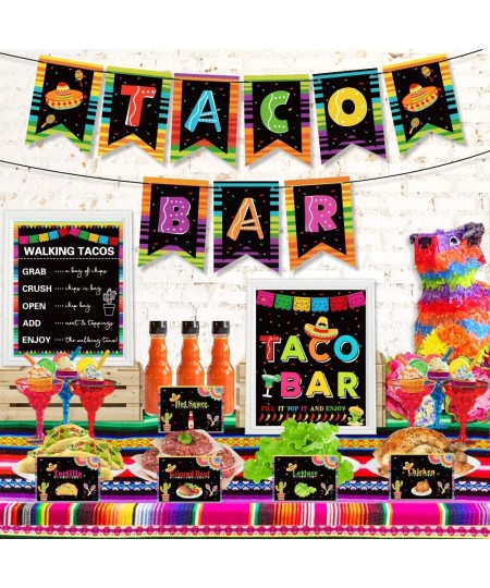 Taco Bar Decoration Kit Mexican Fiesta Party Decorations Taco Bar Banner Sign Tent Garland for Cinco De Mayo Fiesta Mexican T...