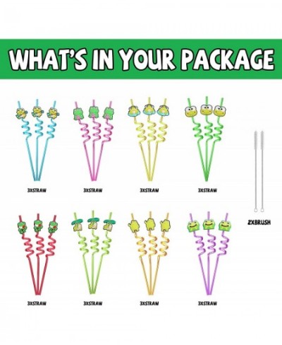 24 Frog Party Favors Drinking Straws with 2 PCS Straws Cleaning Brush for Funky Frogs Party Supplies $30.26 - Kids' Party Fav...