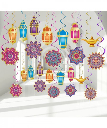 Arabian Nights Party Decoration Genie Lamp Mandala Swirls Ceiling Foil Party Decoration Eid Mubarak Decor for Indian Princess...