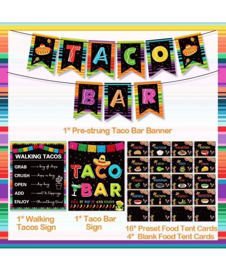 Taco Bar Decoration Kit Mexican Fiesta Party Decorations Taco Bar Banner Sign Tent Garland for Cinco De Mayo Fiesta Mexican T...