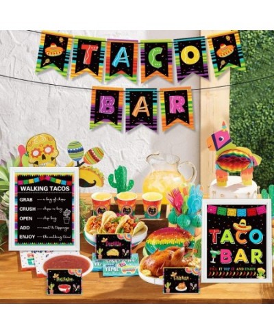 Taco Bar Decoration Kit Mexican Fiesta Party Decorations Taco Bar Banner Sign Tent Garland for Cinco De Mayo Fiesta Mexican T...