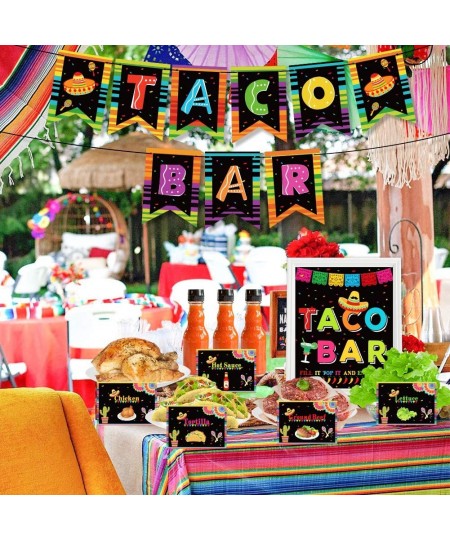 Taco Bar Decoration Kit Mexican Fiesta Party Decorations Taco Bar Banner Sign Tent Garland for Cinco De Mayo Fiesta Mexican T...