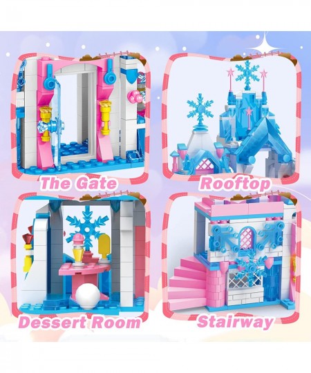 Girls Castle STEM Building Toys Frozen Dream Pink Princess 8-in-1 Castle Carriage Sets for Girls 6-12 | Ice Snow Building Blo...