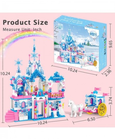 Girls Castle STEM Building Toys Frozen Dream Pink Princess 8-in-1 Castle Carriage Sets for Girls 6-12 | Ice Snow Building Blo...