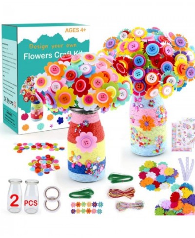 Crafts for Girls Ages 4-12 Christmas Gift Make Your Own Flower Bouquet with Buttons and Felt Flowers Vase Art and Craft for C...