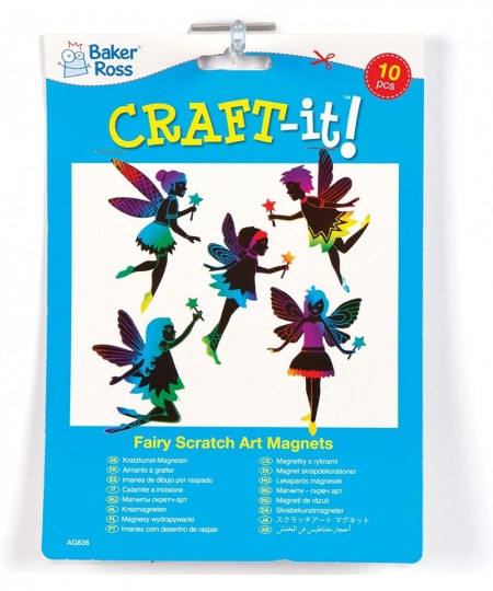 Baker Ross-AG836 Fairy Scratch Art Magnets (Pack of 10) For Kids Party Bag Fillers 10 pack Assorted $14.90 - Craft Kits