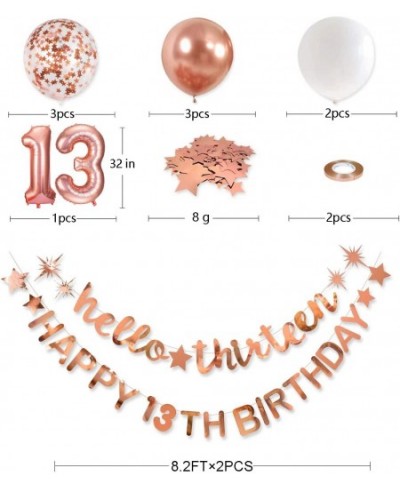 Rose Gold Hello Thirteen Happy 13th Birthday Banner Garland Foil Balloon 13 for 13 Birthday Decorations Official Teenager 13t...