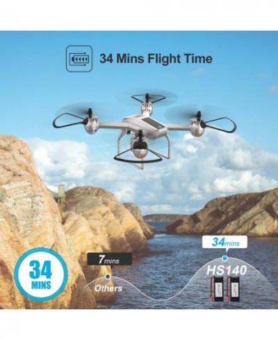 HS140 RC Drone with 1080P FPV Camera for Adults and Kids 34 Mins Flight Time with 2 batteries Altitude Hold Voice Control Ges...