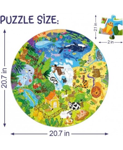 Floor Puzzle for Kids 128 Pcs Animal World Puzzle Round Design to Increase The Fun of Jigsaw Puzzle Raising Children Recognit...