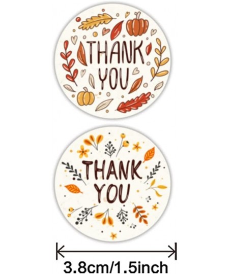 500 PCS Thank You Gift Stickers Rolls Autumn Thanksgiving Day Flower Leaves Wreath 1.5 Inches Tag Label Seal for Boxes Envelo...