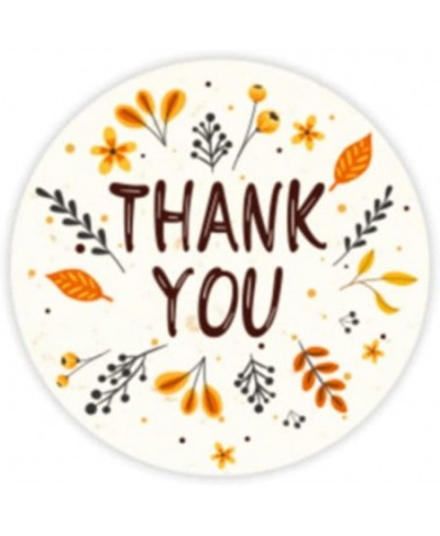 500 PCS Thank You Gift Stickers Rolls Autumn Thanksgiving Day Flower Leaves Wreath 1.5 Inches Tag Label Seal for Boxes Envelo...