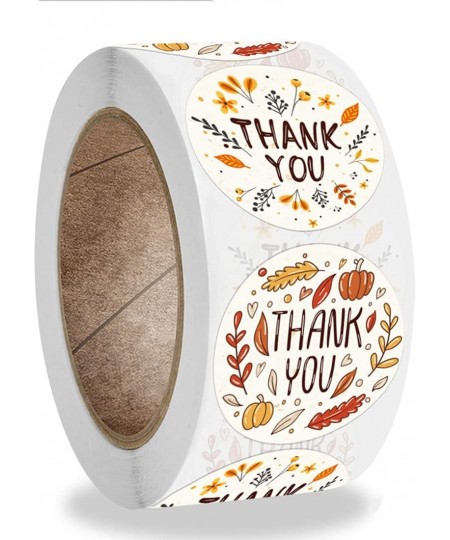 500 PCS Thank You Gift Stickers Rolls Autumn Thanksgiving Day Flower Leaves Wreath 1.5 Inches Tag Label Seal for Boxes Envelo...