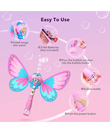 Bubble Maker Machine for Kids Ages 3 4 5 6 7 Handheld Butterfly Blower with Light and Music for Parties Weddings Outdoor and ...